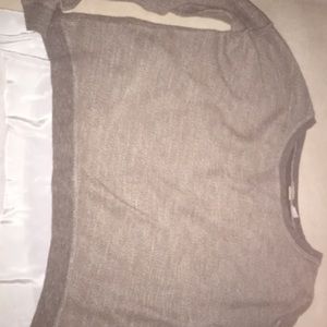 Grey heavy t shirt with white lace at the Bottom